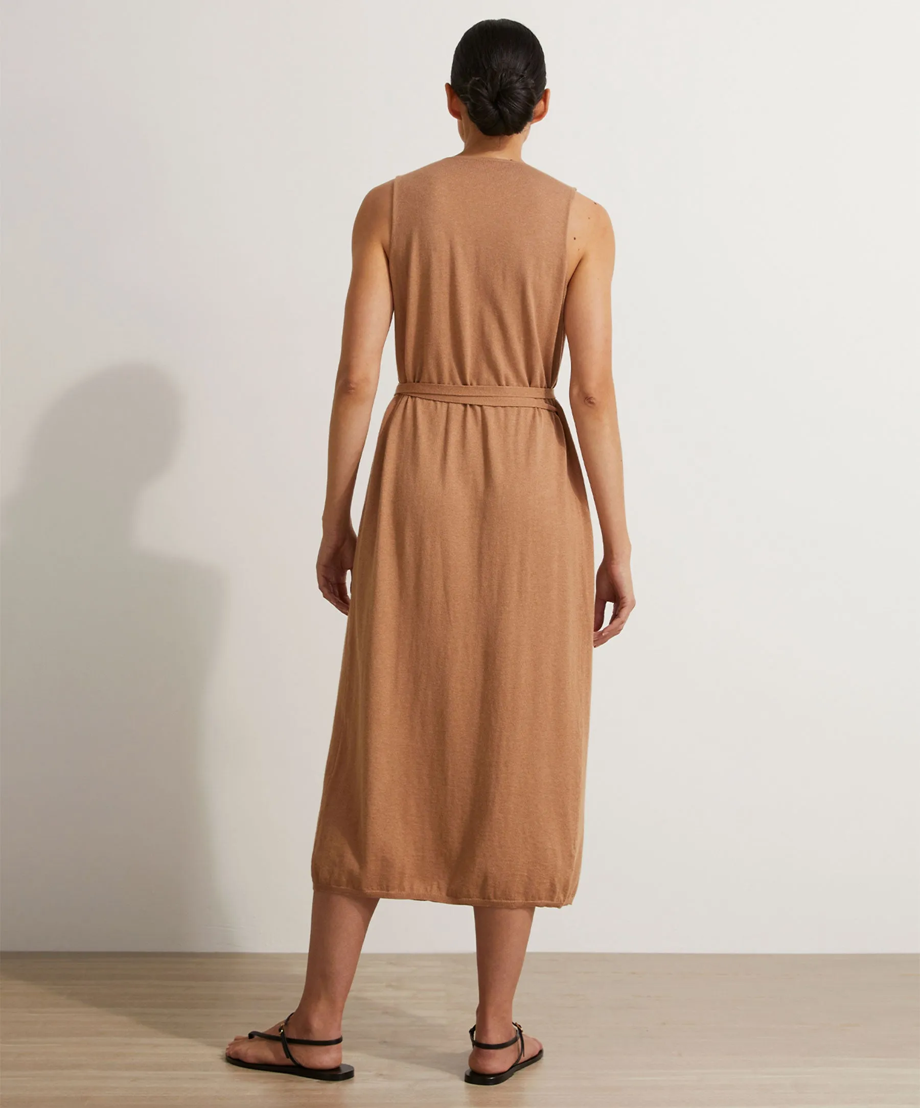 Sofia Knitted Wrap Dress - Camel