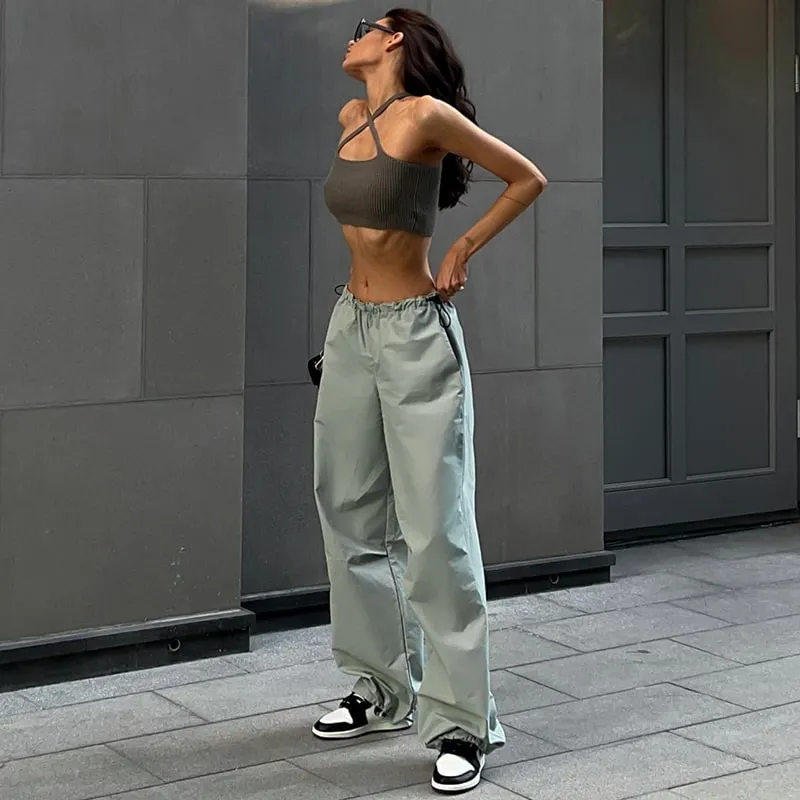 Solid Parachute Relaxed Trousers