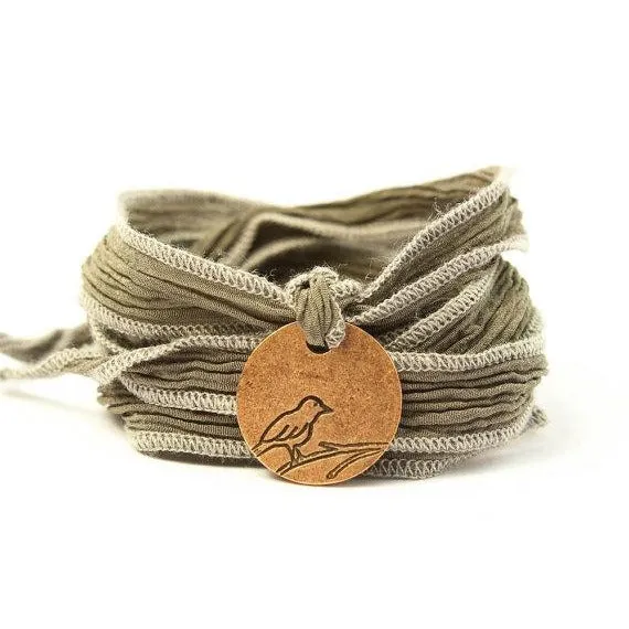 Sparrow Medallion Jewelry,Silk Wrap Bracelet