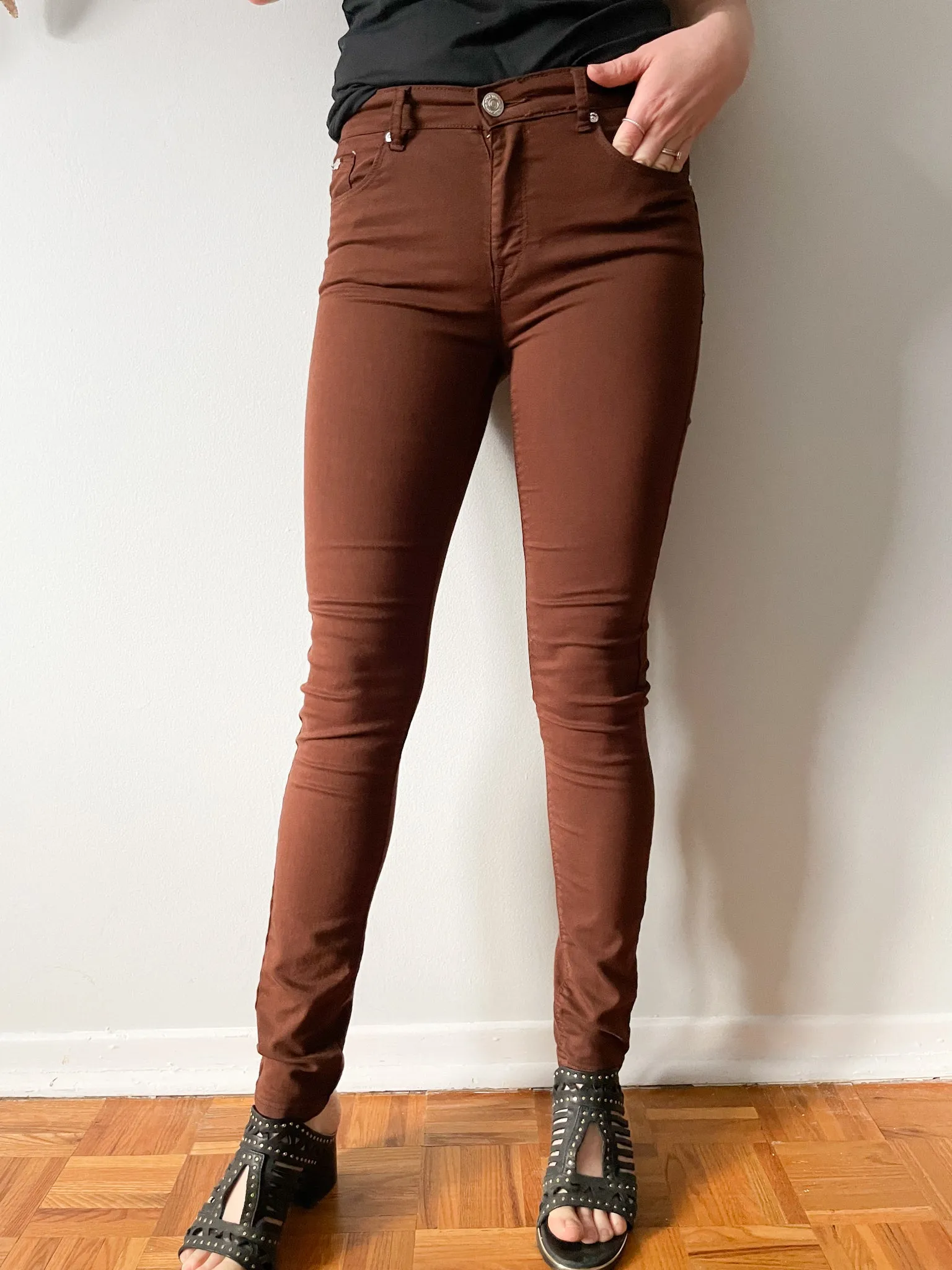 Stradivarius Burnt Orange Push Up Tapered Jeans - Size 2