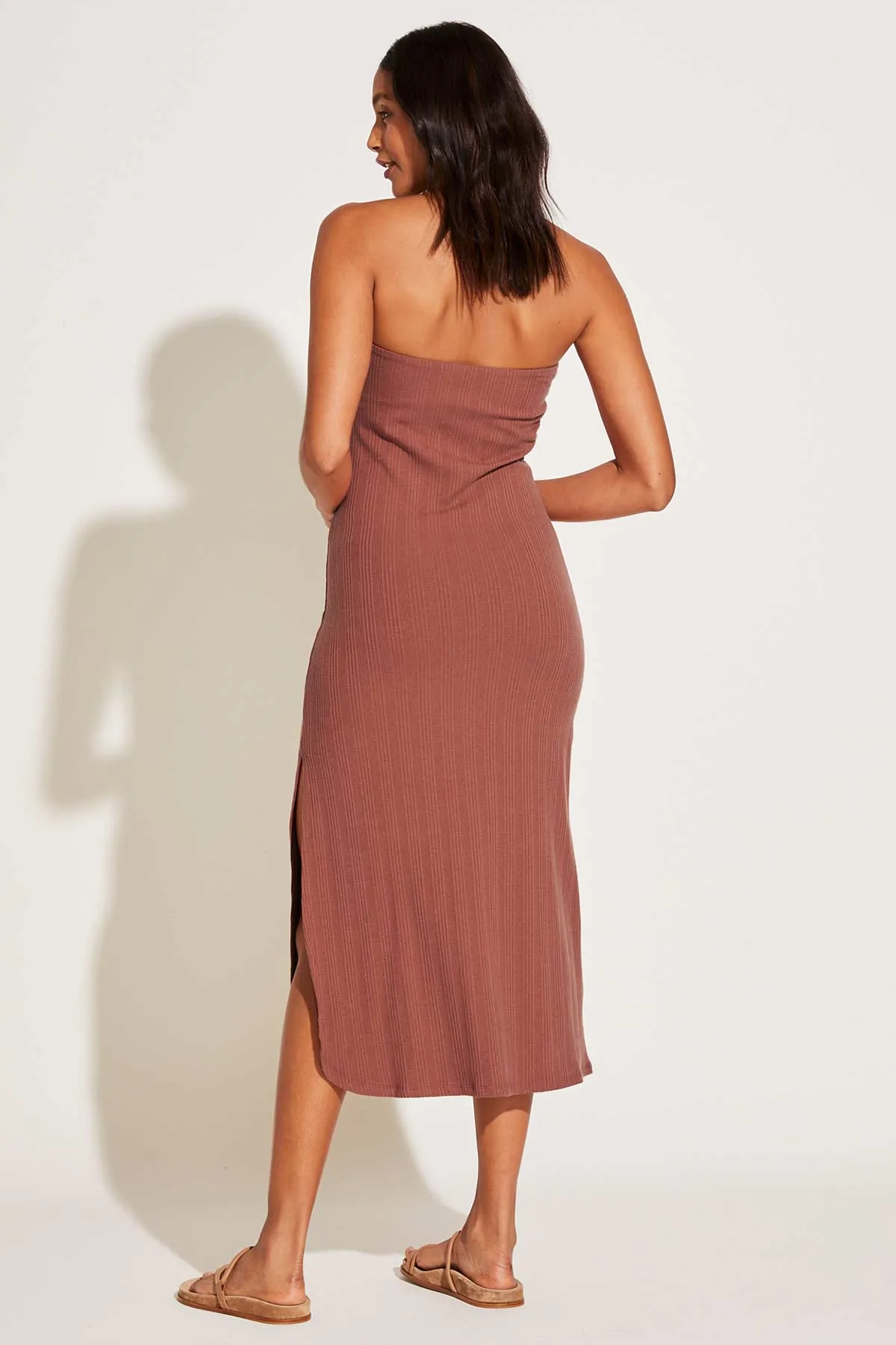 Strapless West Dress - Copper Brown Organic Rib