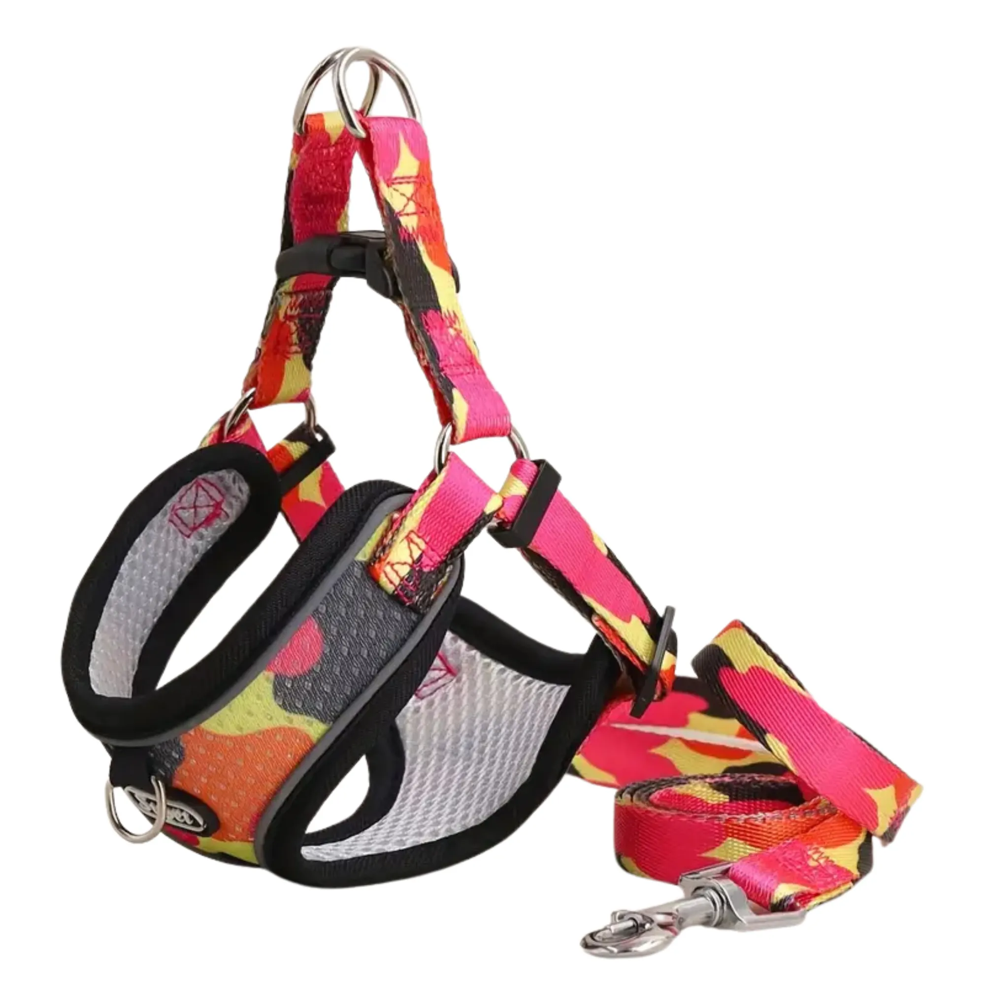 Supet Adjustable Dog Harness and Leash Set (Black) - Xlarge