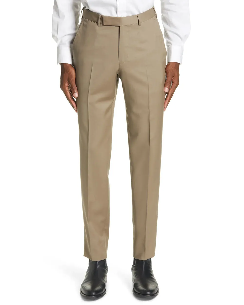 Taupe Micronosphere Wool Dress Pant