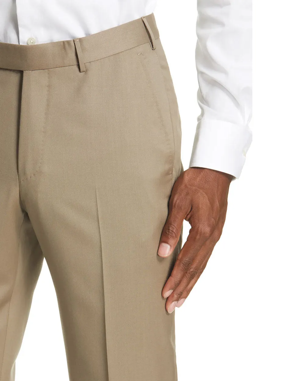 Taupe Micronosphere Wool Dress Pant