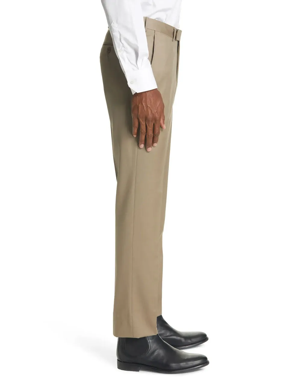 Taupe Micronosphere Wool Dress Pant