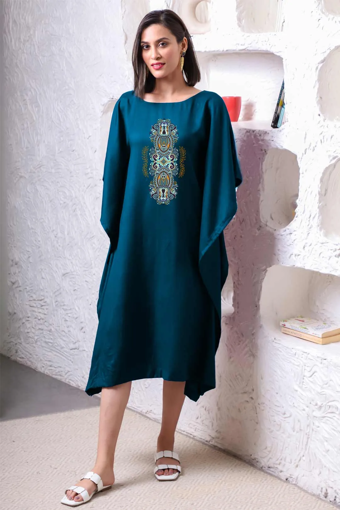 Teal Rayon Long-Kaftan - Carpenter