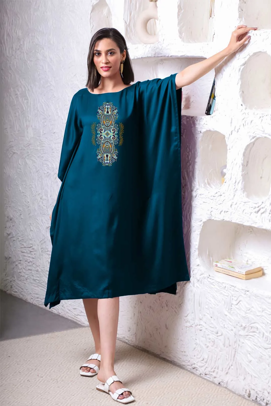 Teal Rayon Long-Kaftan - Carpenter