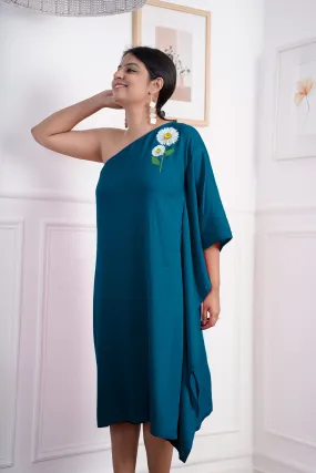 Teal Rayon OneShoulder Dress - DaisyDream