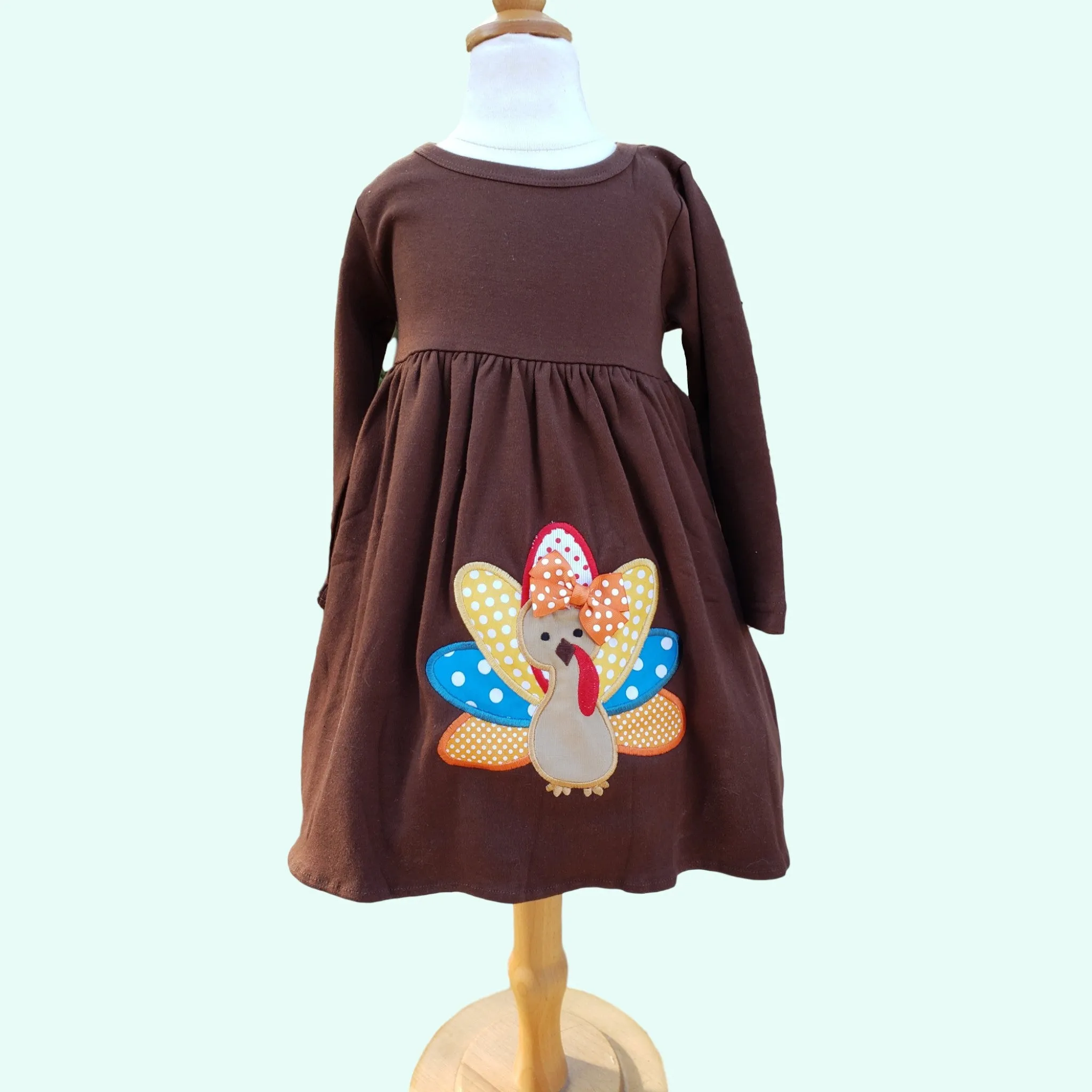 Thanksgiving dress   Monogram dress,  turkey Toddler Dress, Brown Thanksgiving Turkey Dress, Personalized Turkey Girls Dress