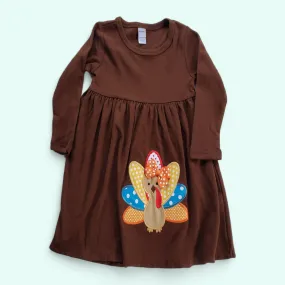 Thanksgiving dress   Monogram dress,  turkey Toddler Dress, Brown Thanksgiving Turkey Dress, Personalized Turkey Girls Dress