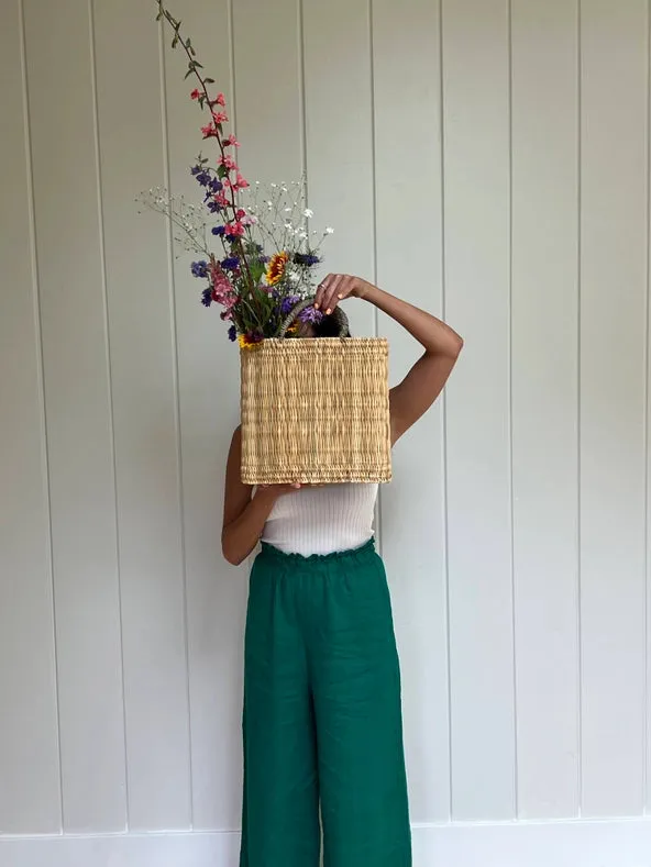 The Arches Linen Pant In Emerald