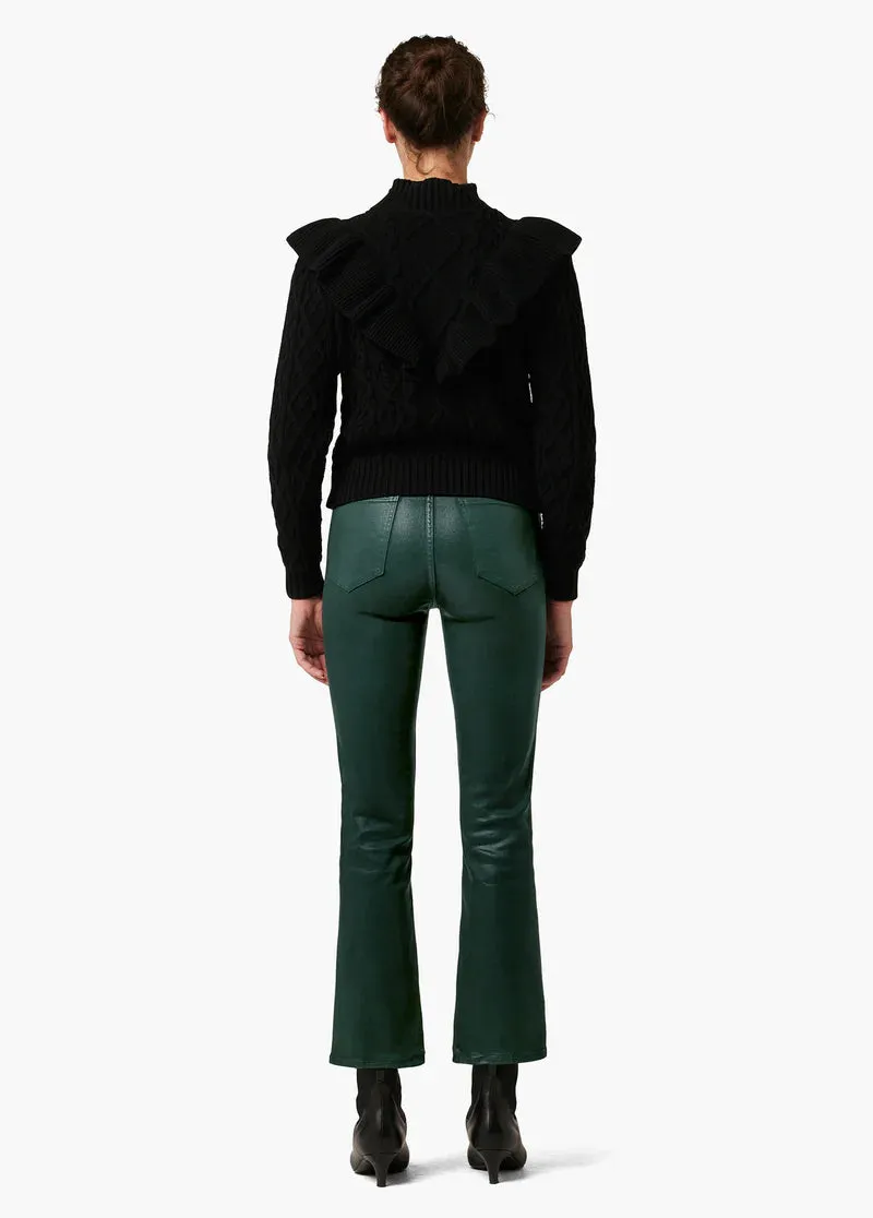 The Callie High Rise Cropped Coat Bootcut - Forest Green