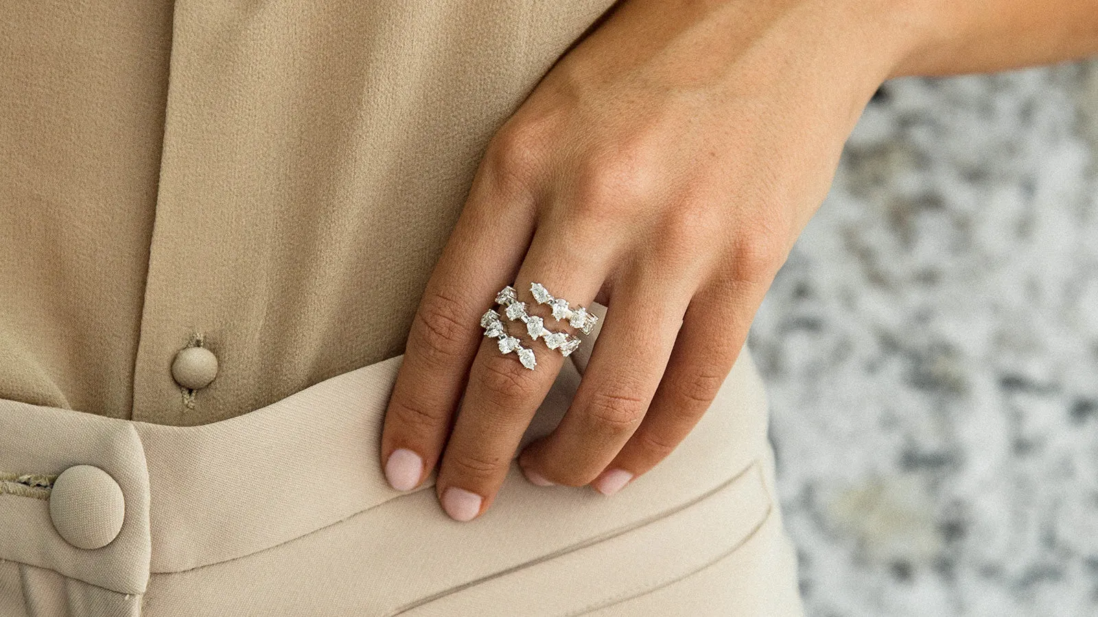 The Lab Grown Pear Diamond Spiral Ring