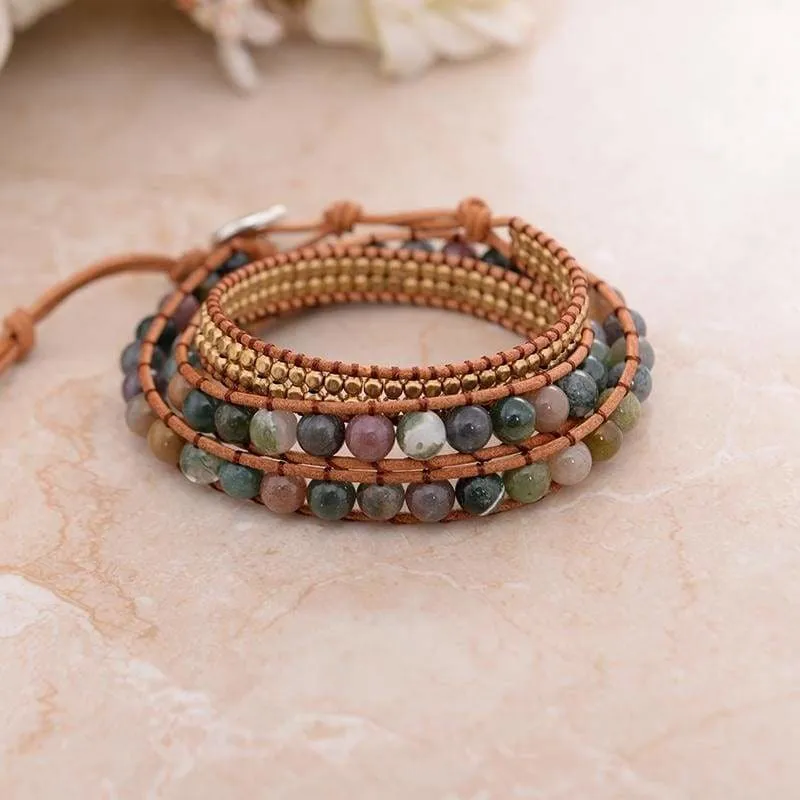 Triple Leather Wrap Bracelet