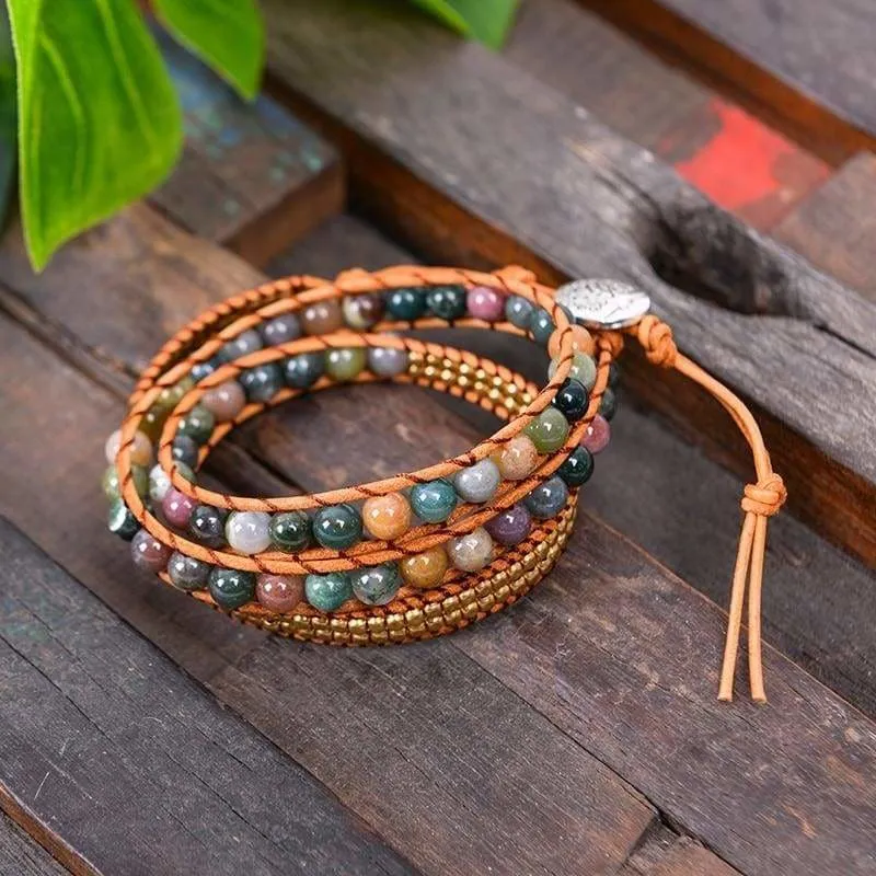 Triple Leather Wrap Bracelet