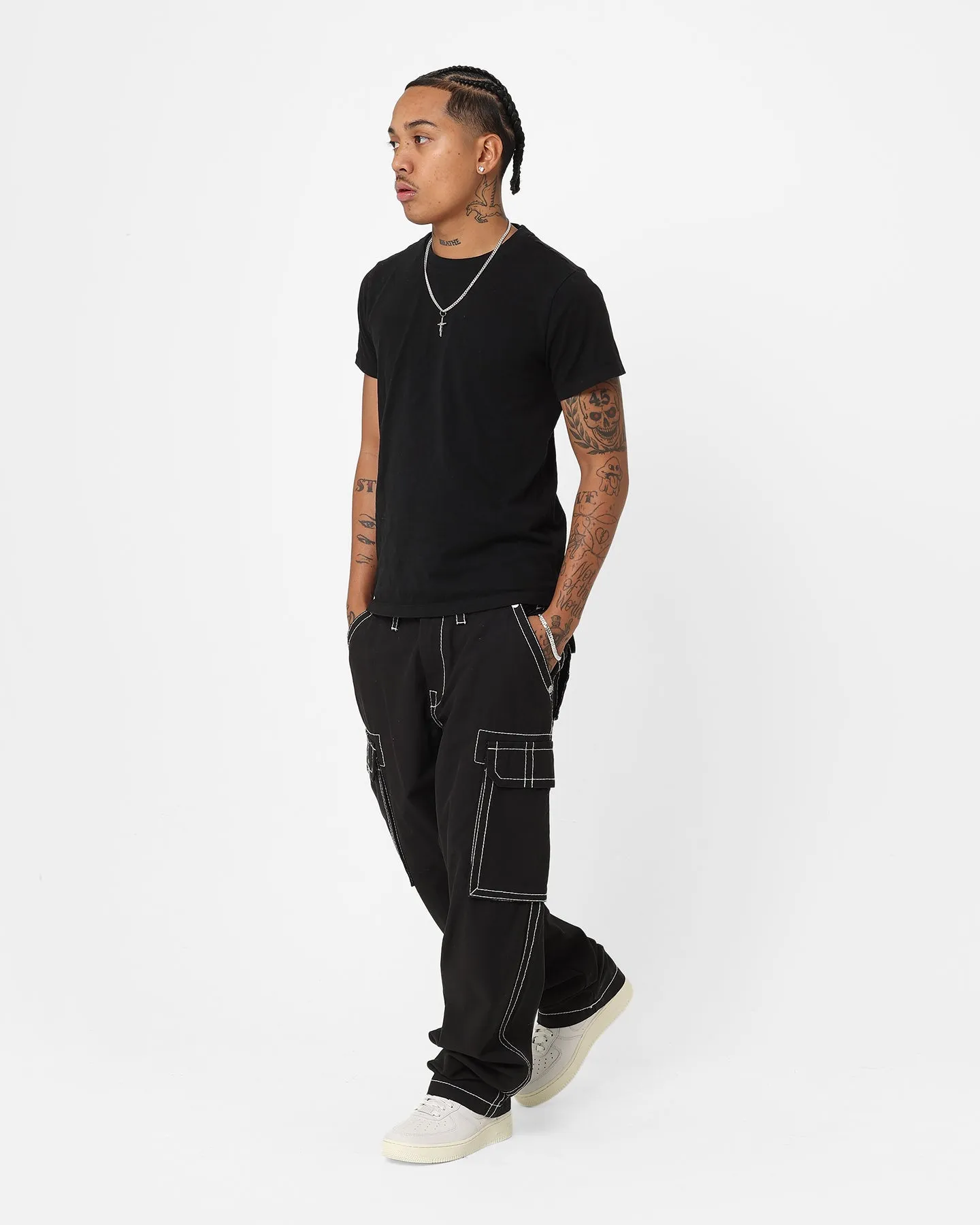 True Religion Big T Classic Cargo Pants Jet Black