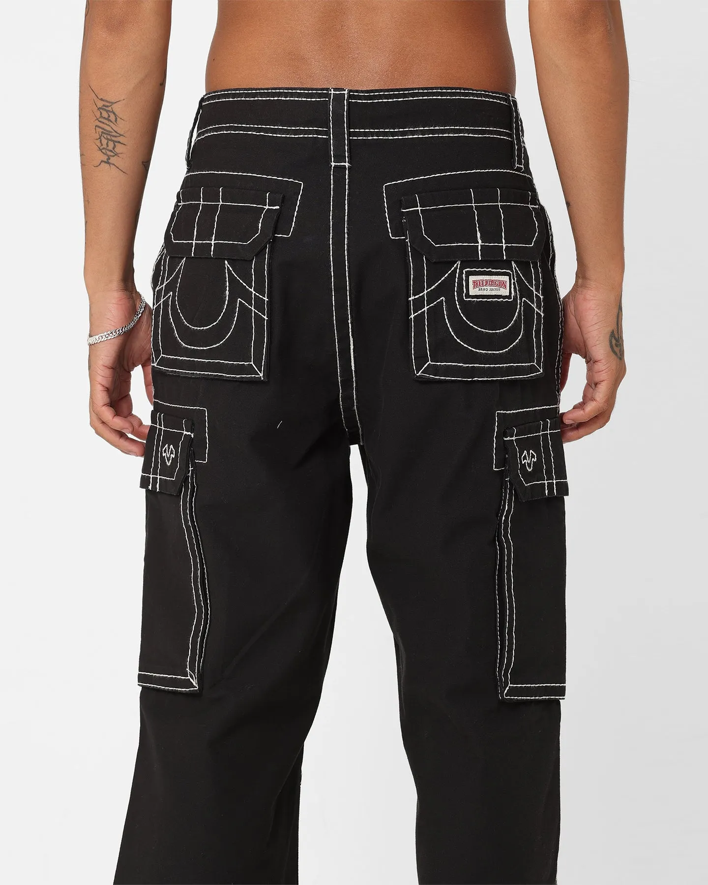 True Religion Big T Classic Cargo Pants Jet Black