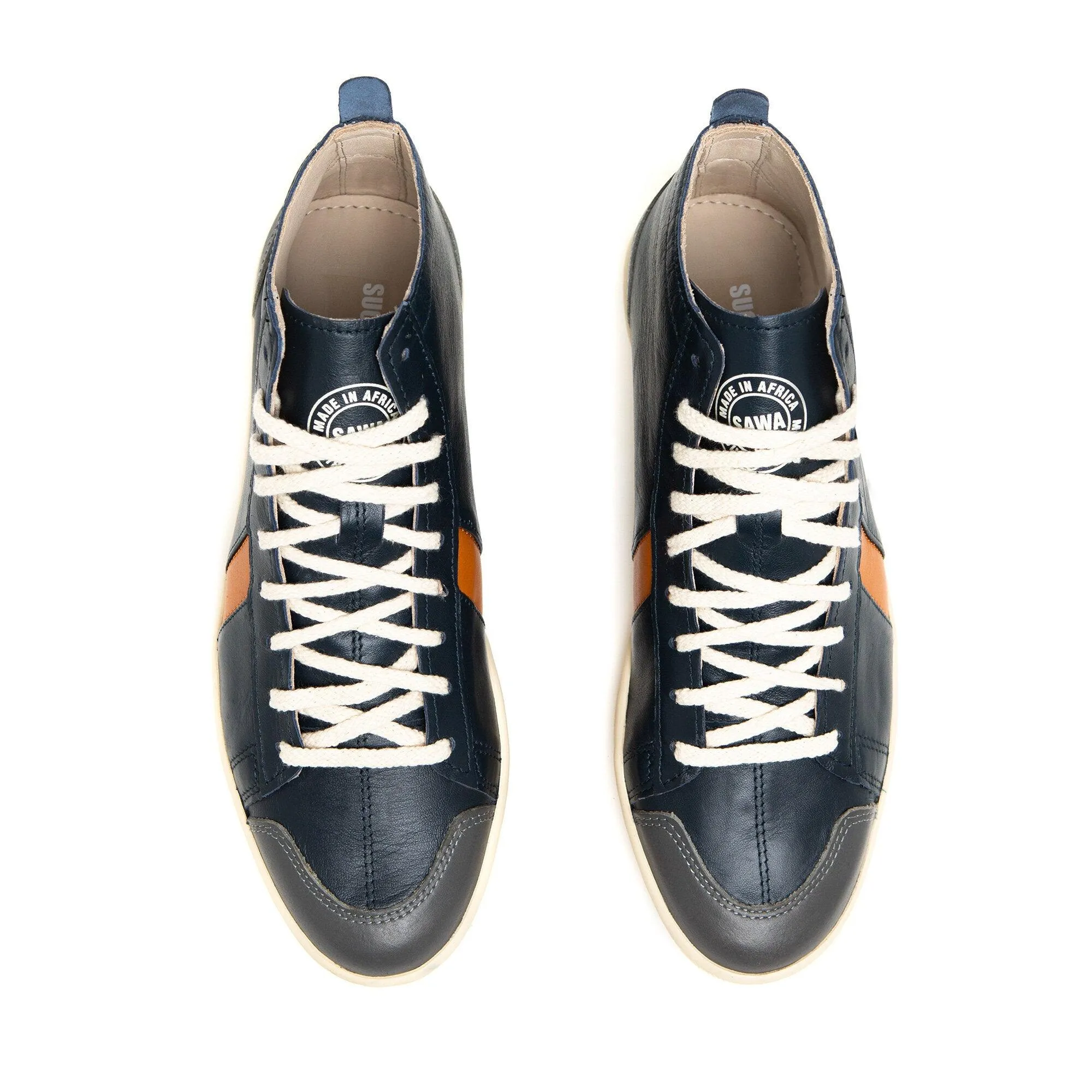 Tsagué Leather Navy Orange Grey