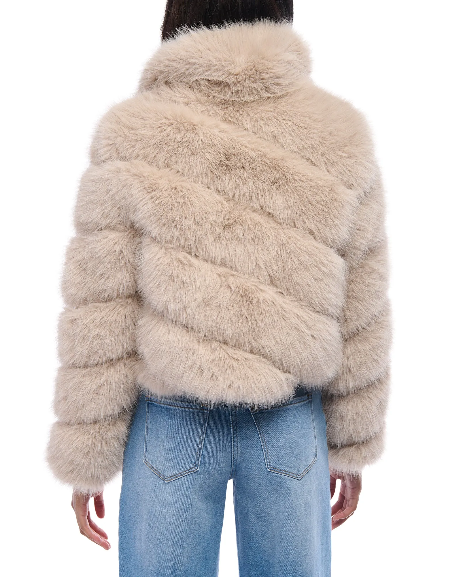 TUMI-BEIGE FAUX FUR JACKET