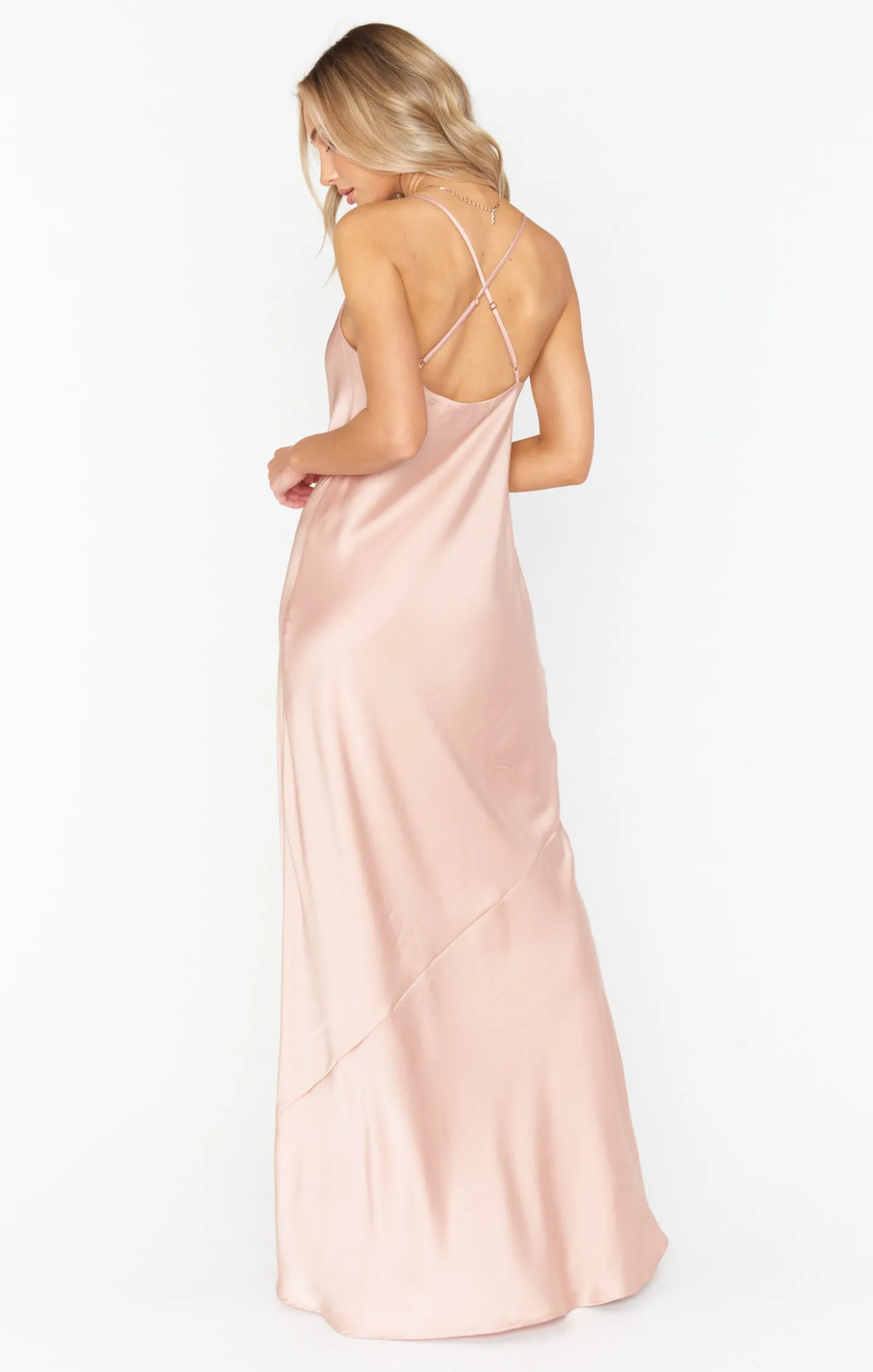 Tuscany Maxi Slip Dress ~ Rose Gold Luxe Satin