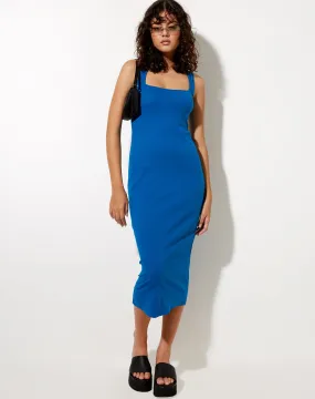 Uzma Midi Dress in Rib Aqua