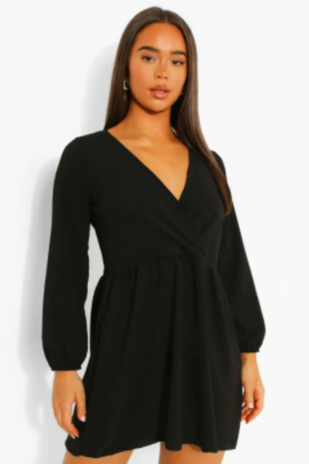 V Neck Full Sleeved Mini Dress