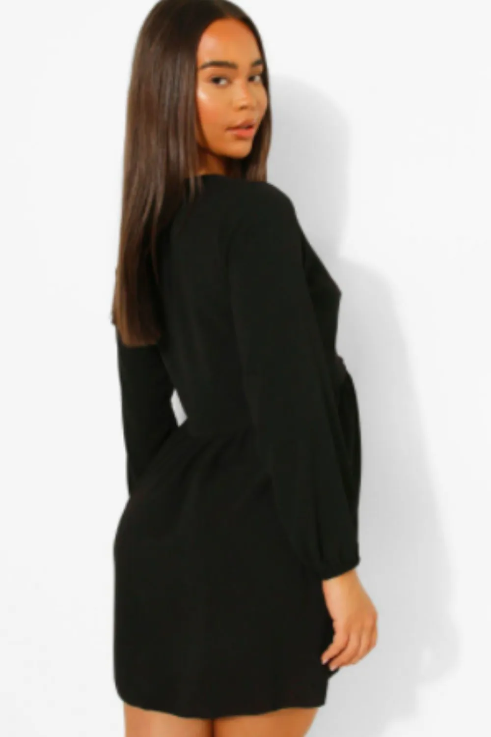 V Neck Full Sleeved Mini Dress