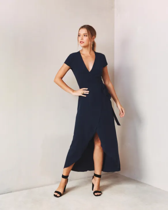 Vertiere Monica Wrap Dress  | Navy