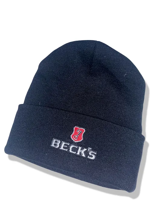 Vintage black beck's logo crest beanie hat