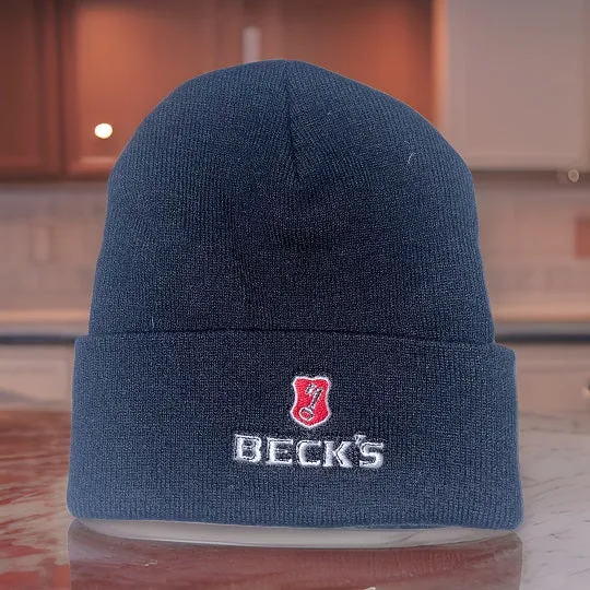 Vintage black beck's logo crest beanie hat