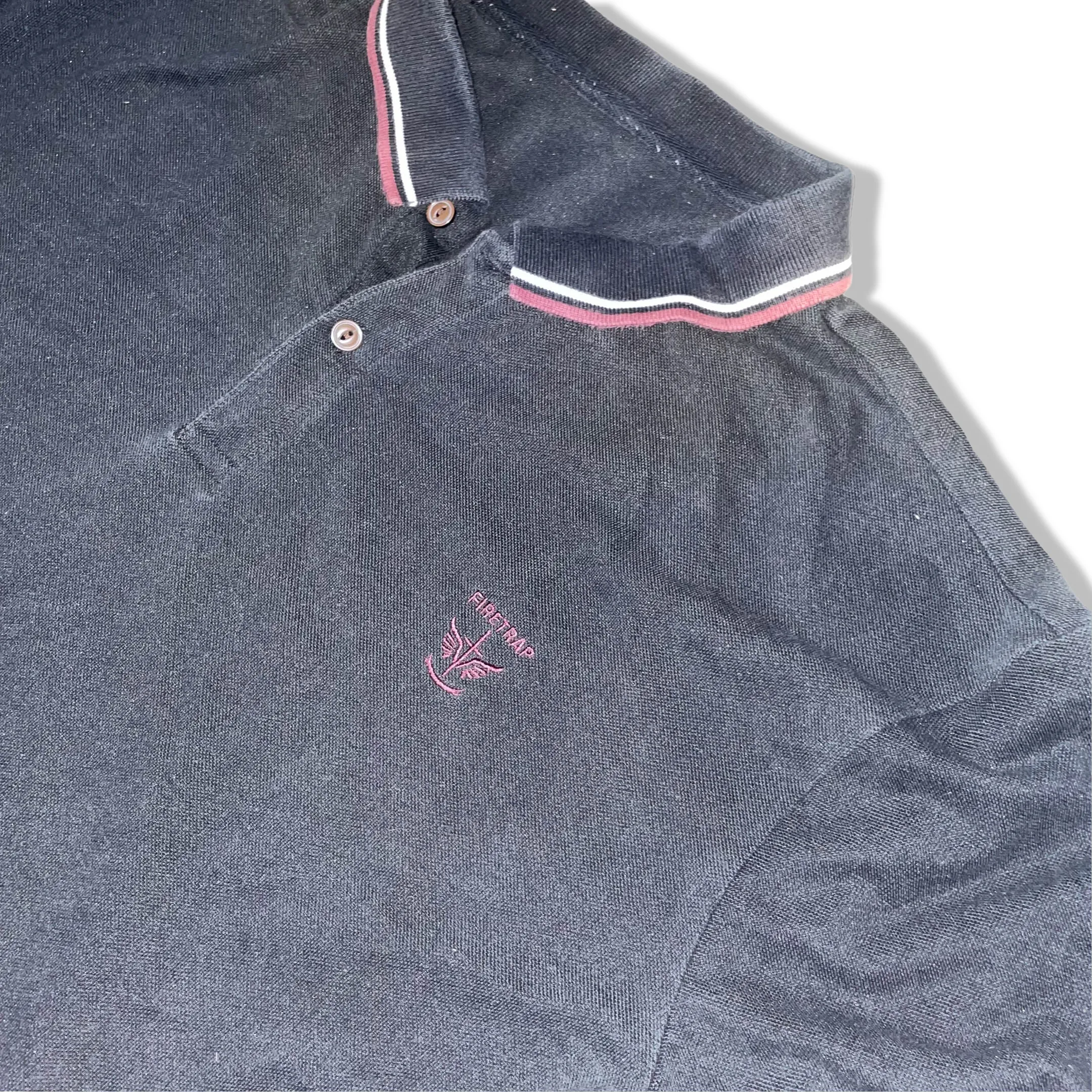 Vintage Black Firetrap mens large short sleeve polo shirt