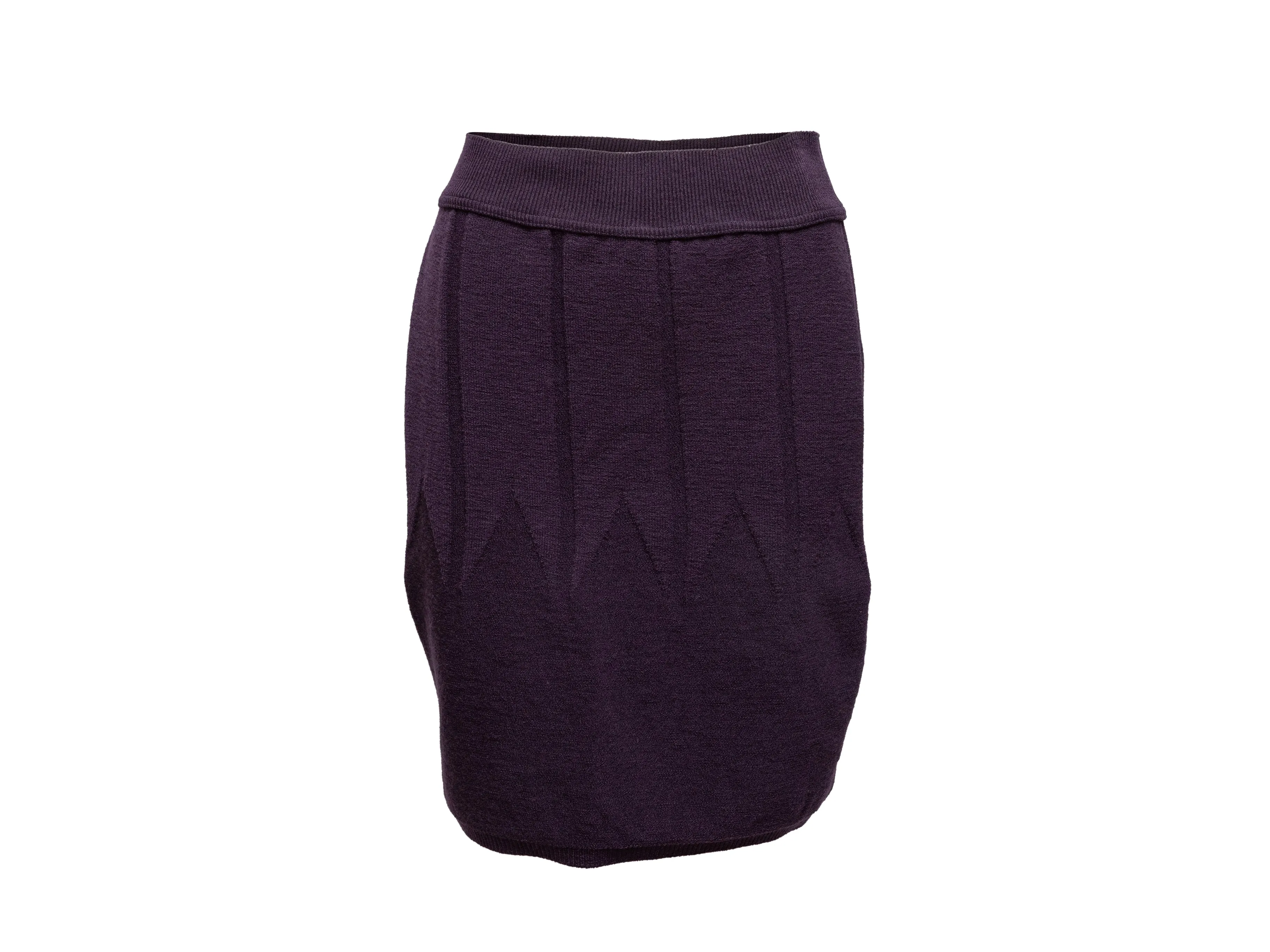 Vintage Dark Purple Alaia Wool Knit Skirt Size M