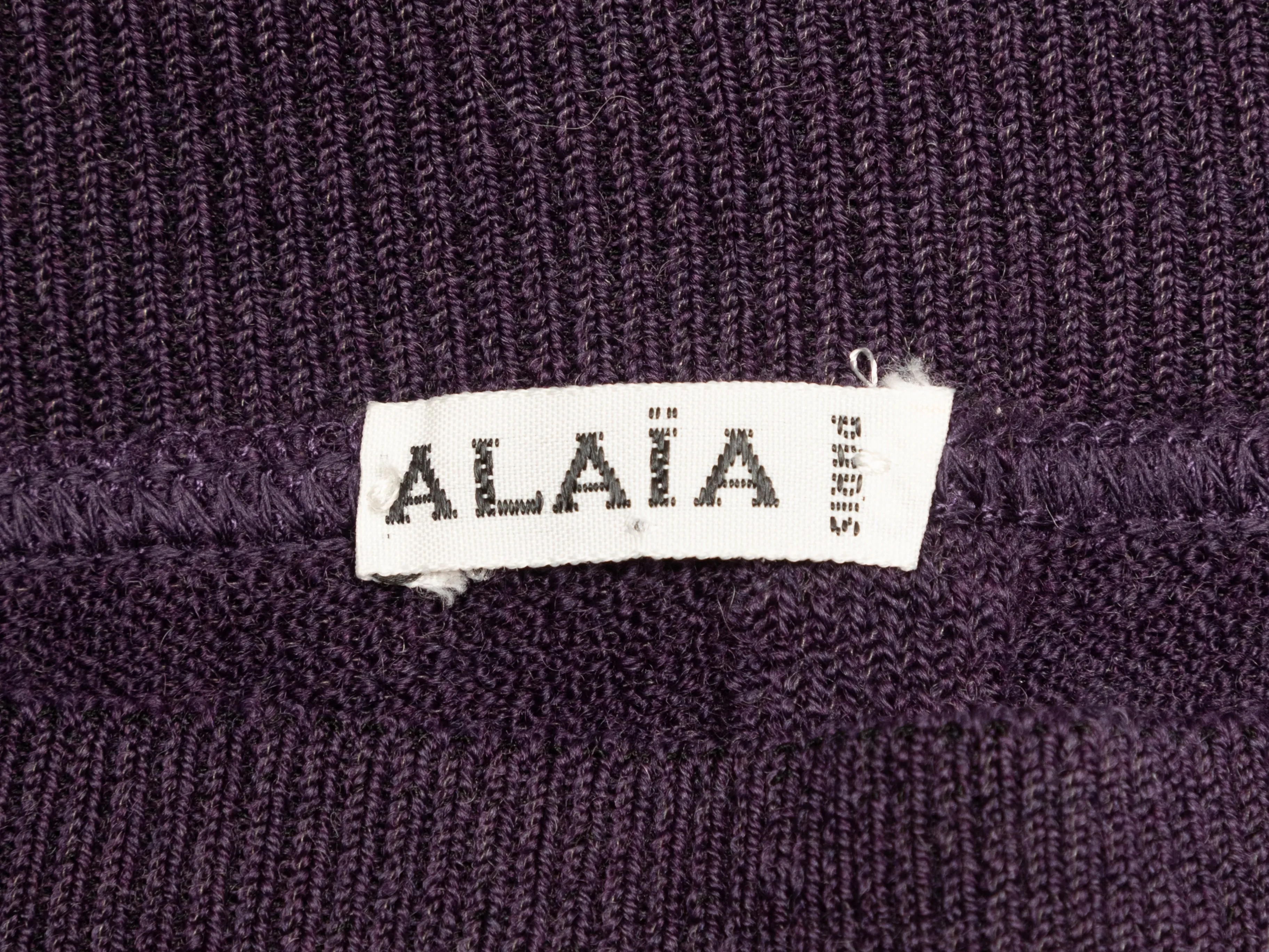 Vintage Dark Purple Alaia Wool Knit Skirt Size M