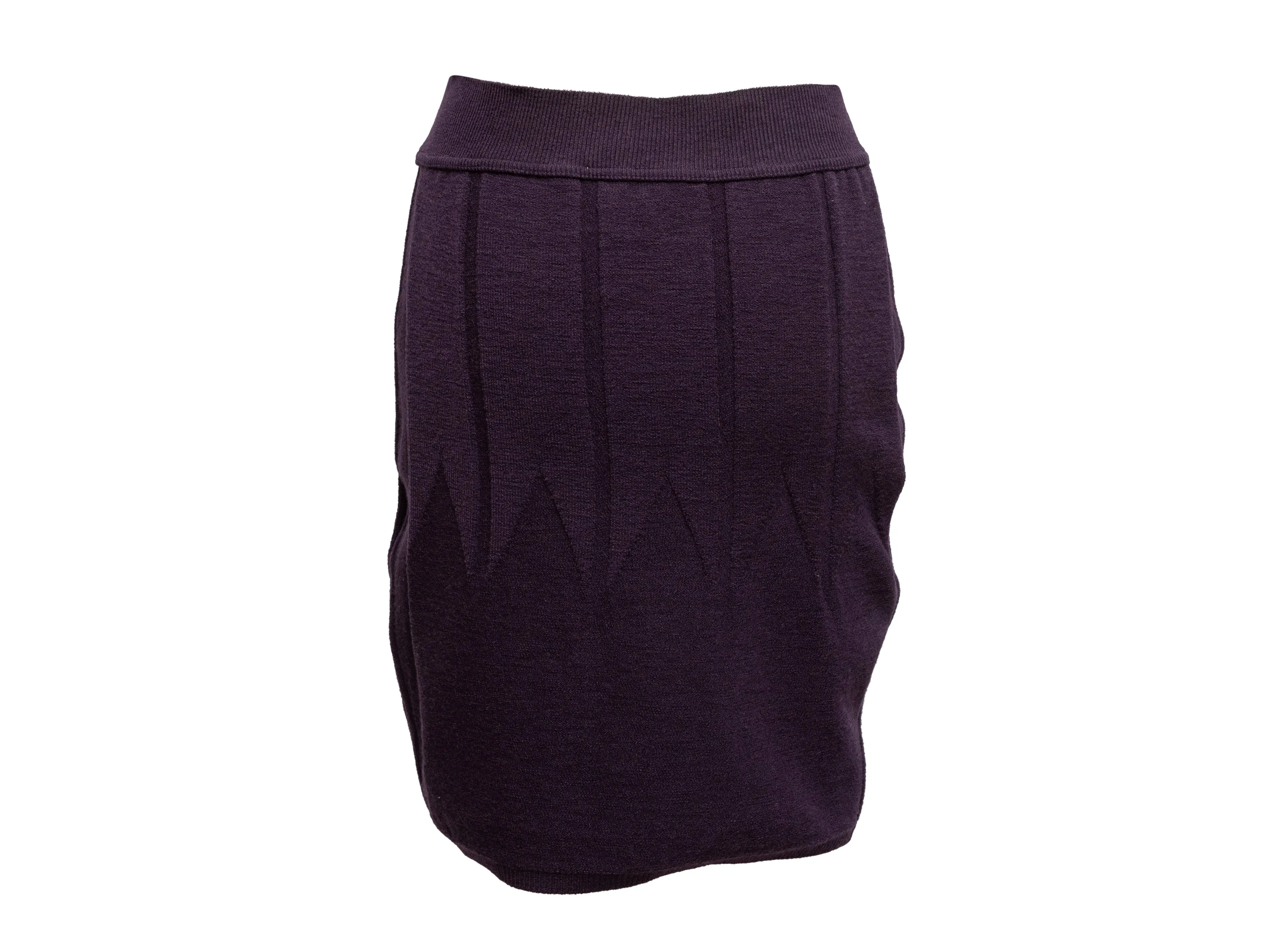 Vintage Dark Purple Alaia Wool Knit Skirt Size M