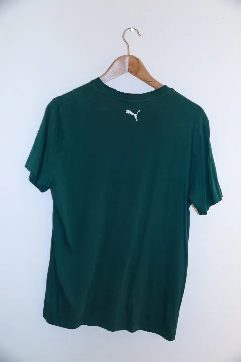 Vintage green puma logo crested in front medium mens tees