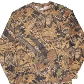 VINTAGE HUNTING MOSSY OAK FOREST FLOOR CAMO LONG SLEEVE POCKET TEE SHIRT LARGE