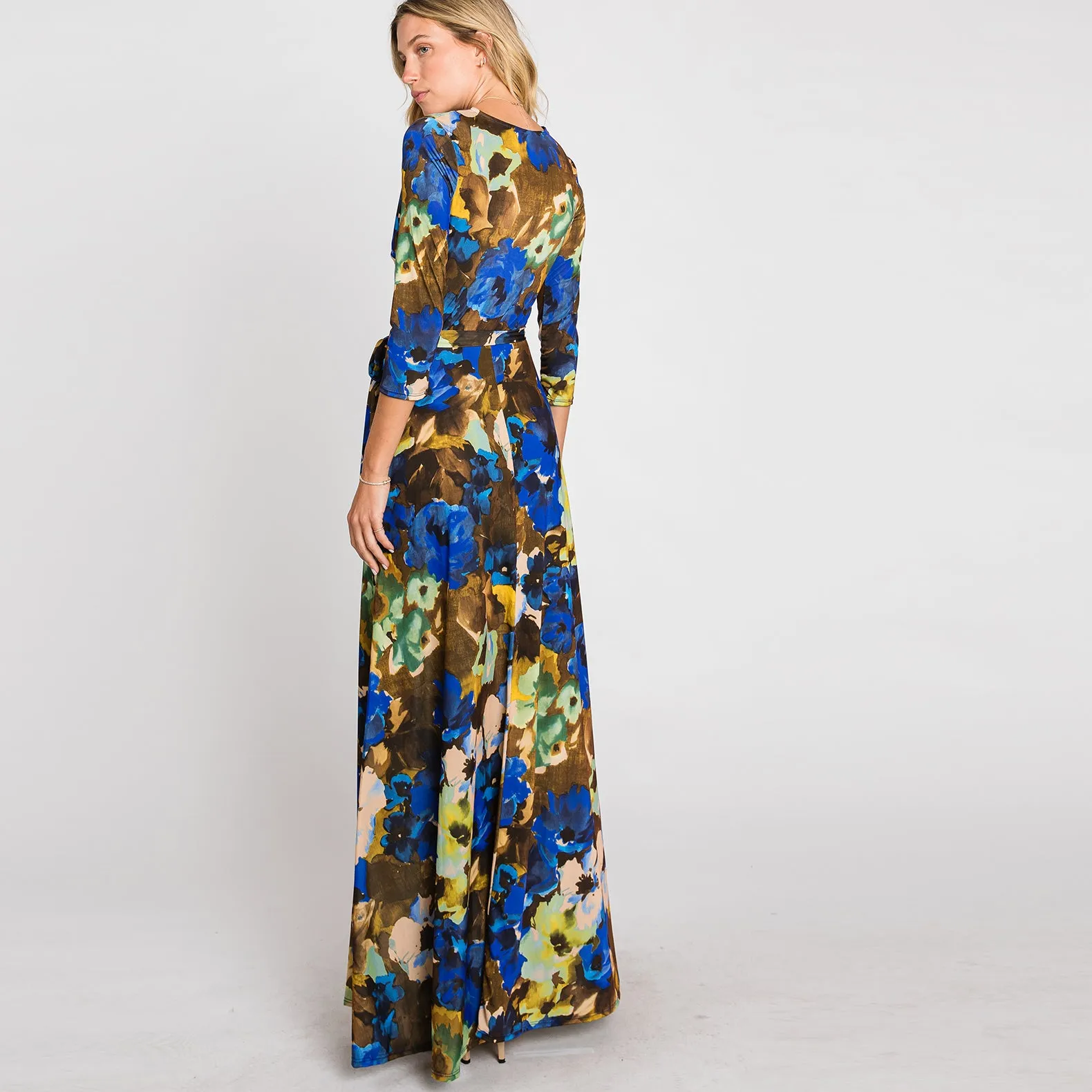 Vivid Water Color Venechia Maxi Wrap Dress