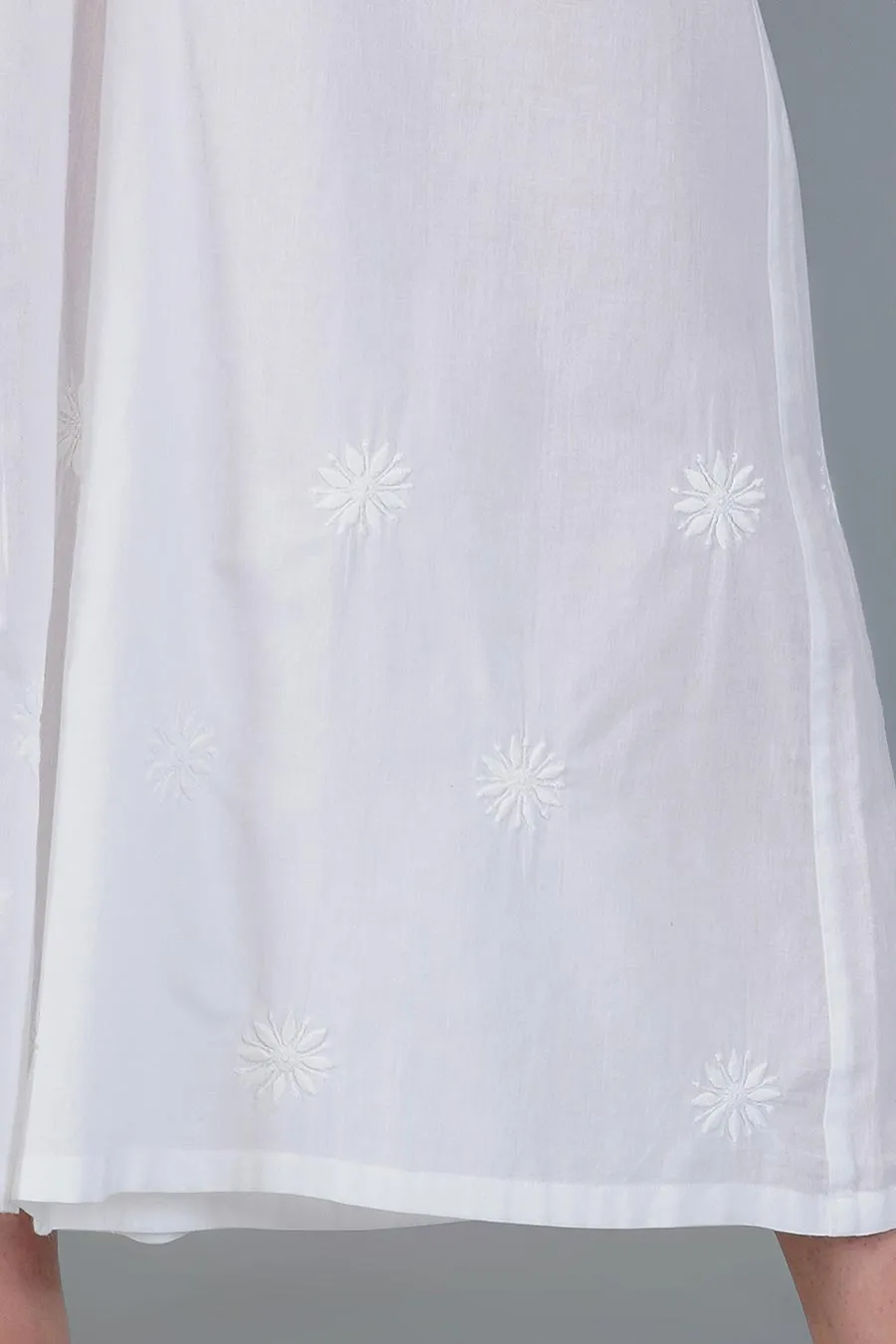 White Cotton Chikankari Flared Palazzo