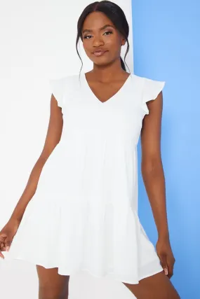 White Flippy Sleeve Dress