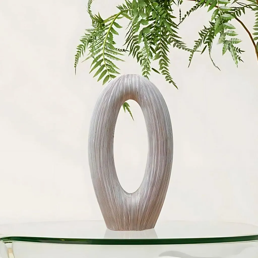 White Polyresin Vase | Modern Design | Centerpiece | Holiday Gift | Interior Decor | European Style