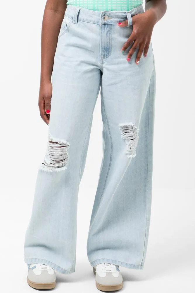 Wide Leg Denim Jeans Light Blue