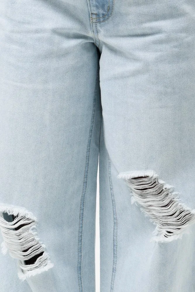 Wide Leg Denim Jeans Light Blue