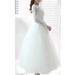 Women High Neck Ball Gown Skirt Fascinating Wedding Dress - C8475ZBD