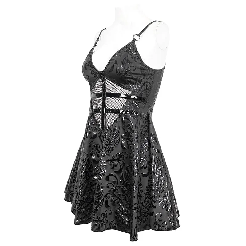 Women's Gothic Strappy Plunging Slip Dress