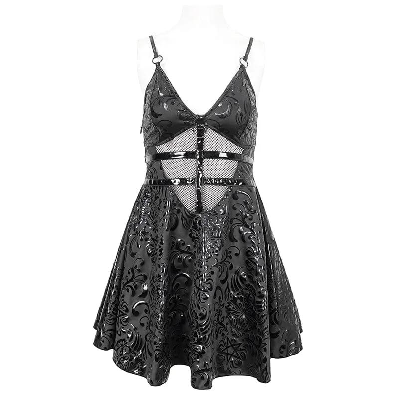 Women's Gothic Strappy Plunging Slip Dress