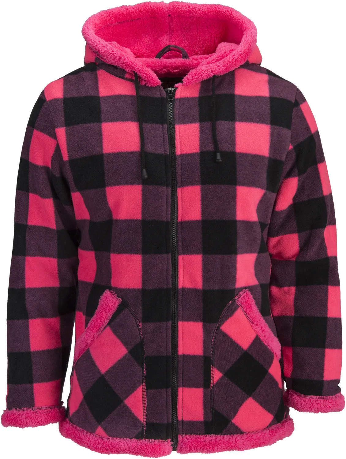 WOMEN'S PLAID FULL ZIP FLEECE JACKET