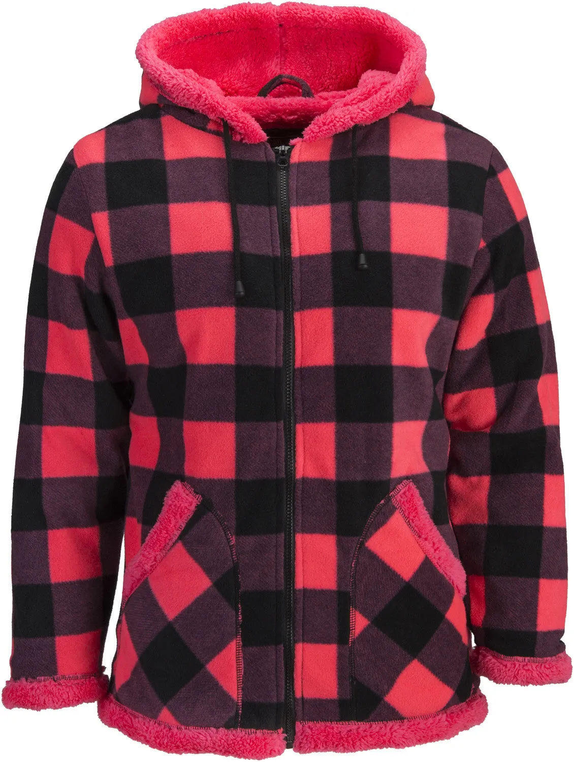 WOMEN'S PLAID FULL ZIP FLEECE JACKET