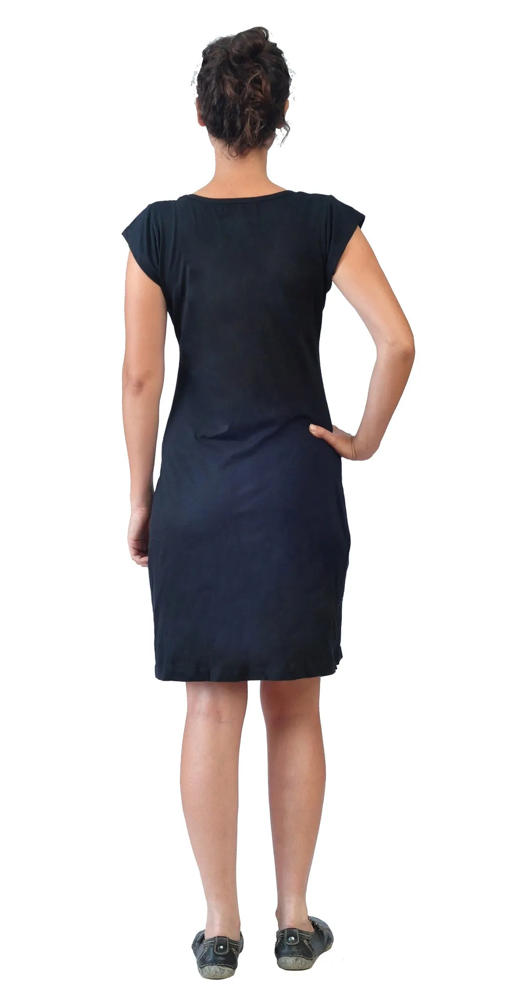 womens-short-sleeved-black-tunic-dress-with-embroidery-pattern-bellflower