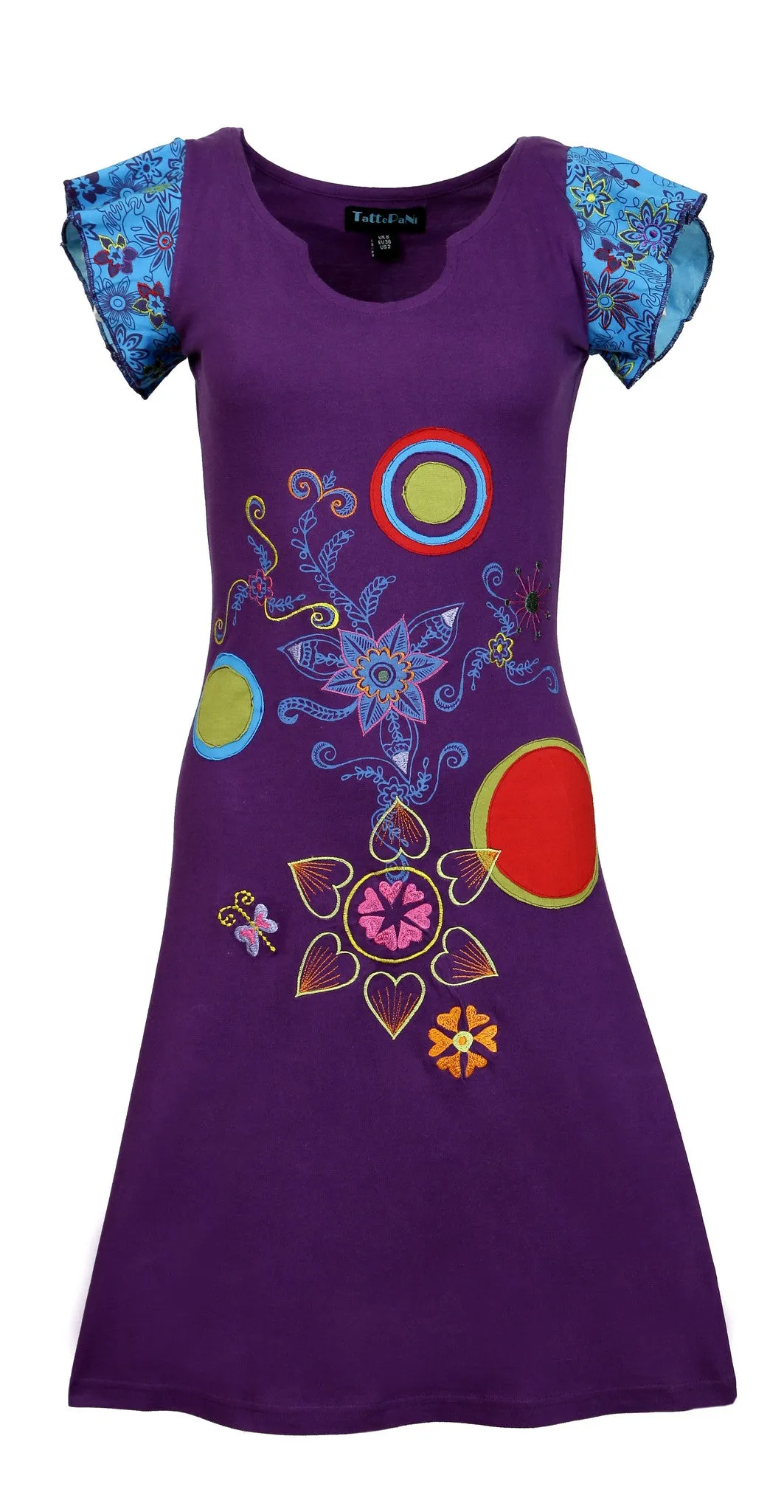 womens-short-sleeved-multicolored-embroidery-and-patch-pattern-pomelo-tc-tdr-105