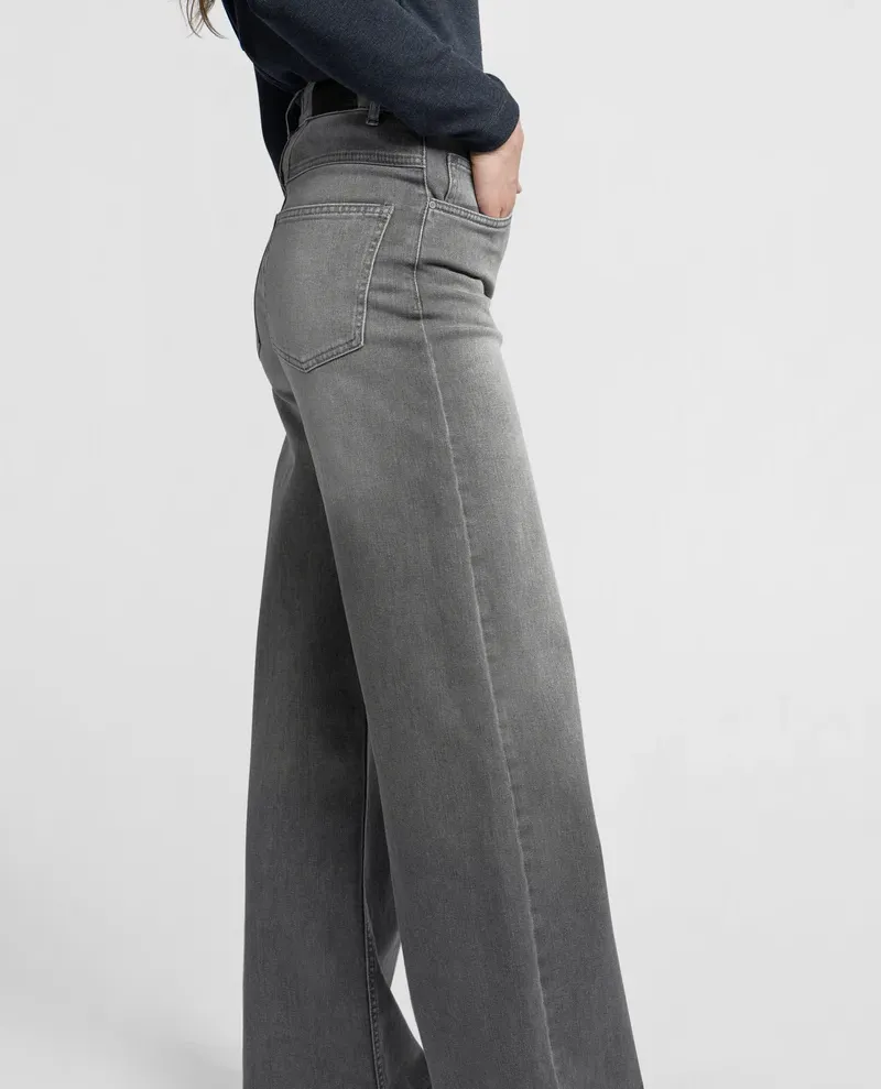 Yaya Medium Grey Wide Leg Jeans